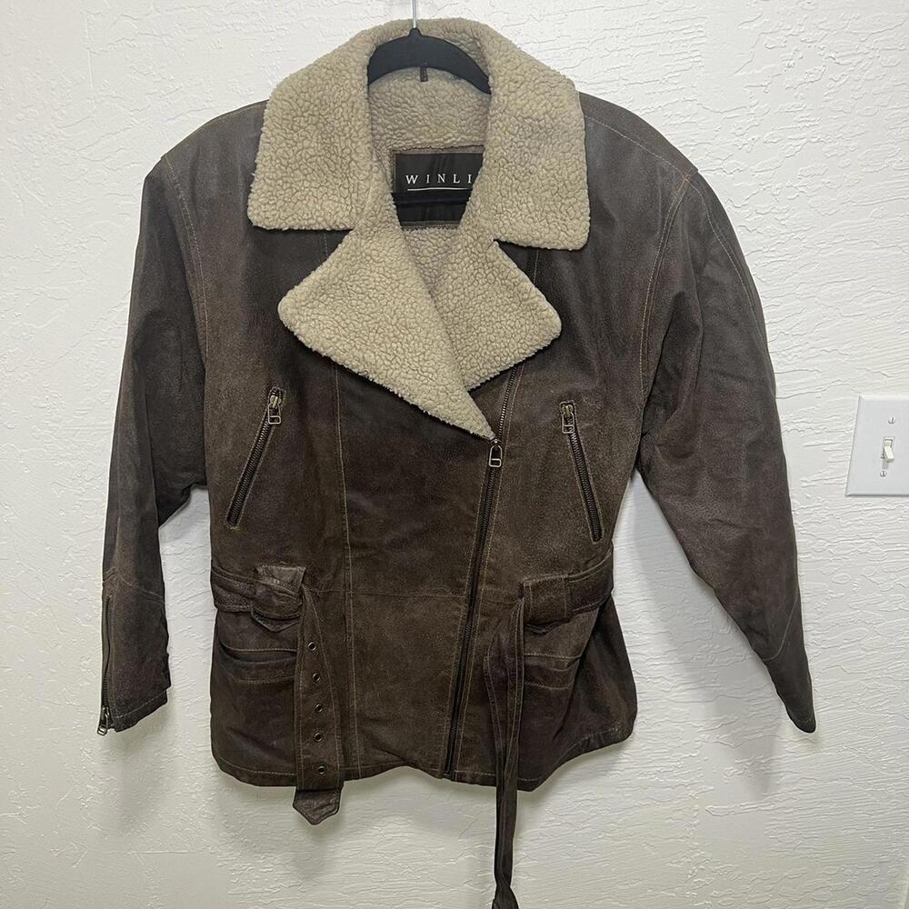 Winlit New York super cool moto style jacket with Sherpa collar - Picture 3 of 8